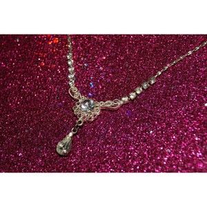 VTG Silvertone Crystal Drop Necklace After Thoughts Rhinestones Y2K 90's 2000's